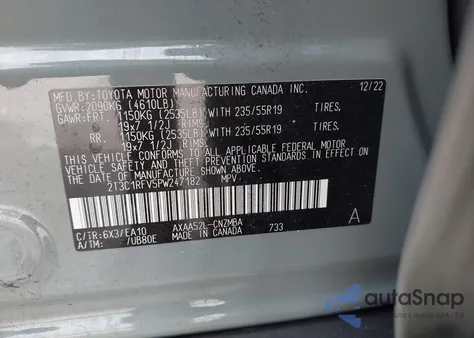 2023 Toyota Rav4 Xle Premium из США, поврежденный, VIN 2T3C1RFV5PW247182